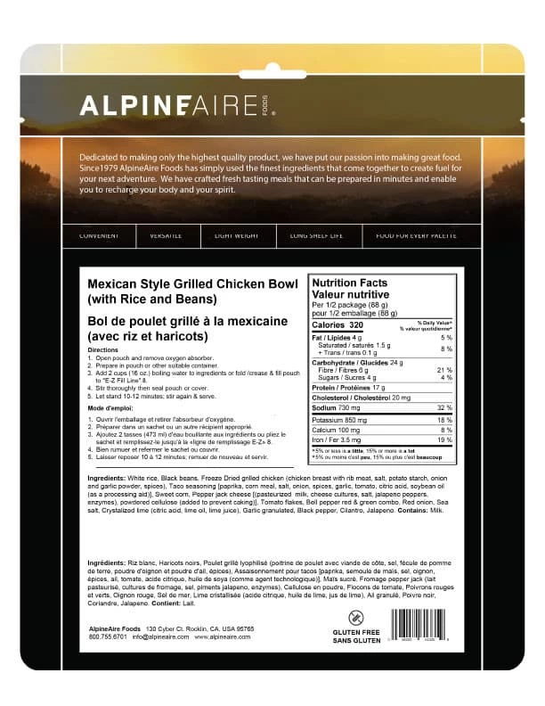 AlpineAire Mexican Style Grilled Chicken Bowl - Image 2