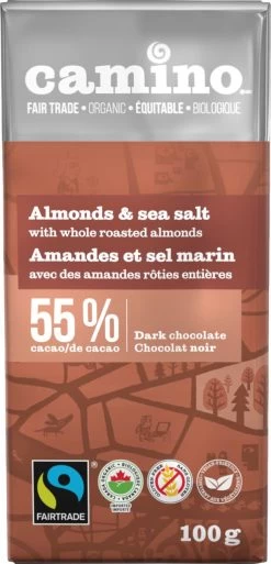 Camino Almonds & Sea Salt Dark Chocolate Bar 55%