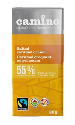 Camino Organic Fair Trade Salted Caramel Crunch Chocolate Bar
