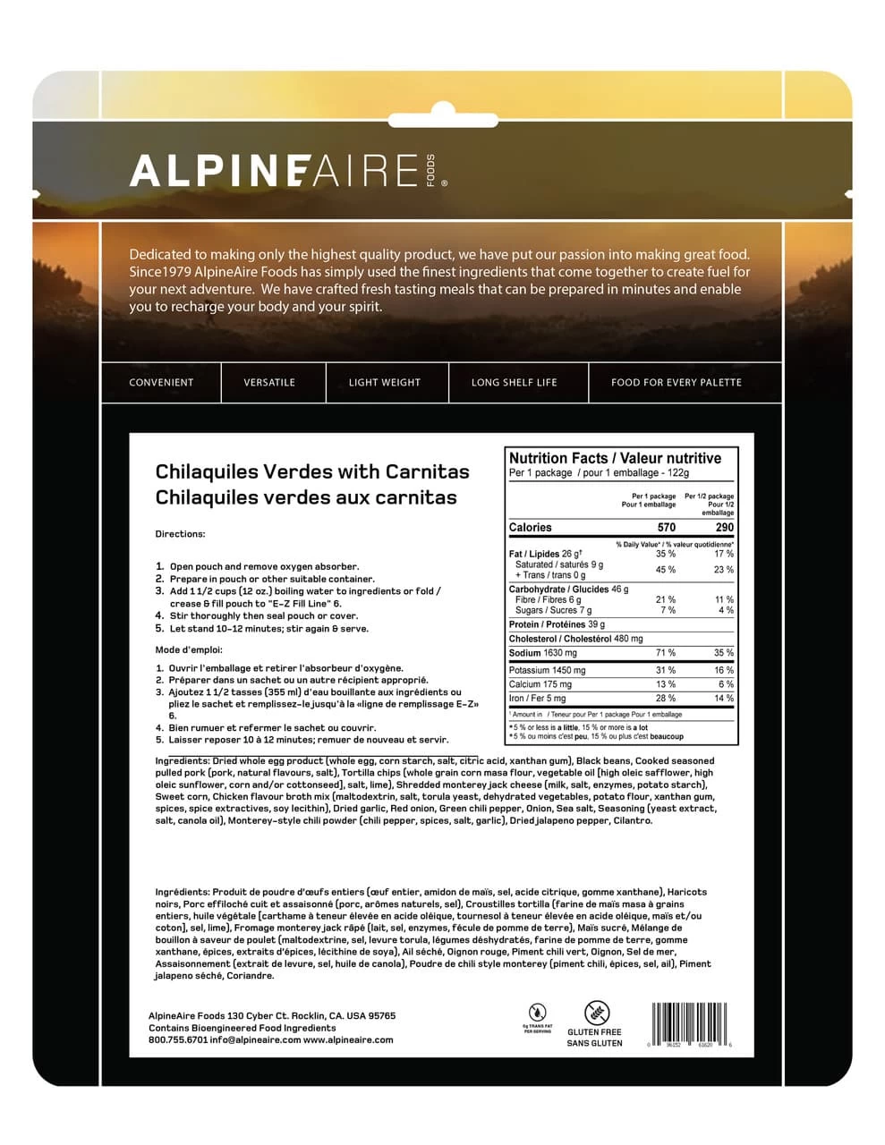 AlpineAire Chilaquiles Verdes With Carnitas - Image 2