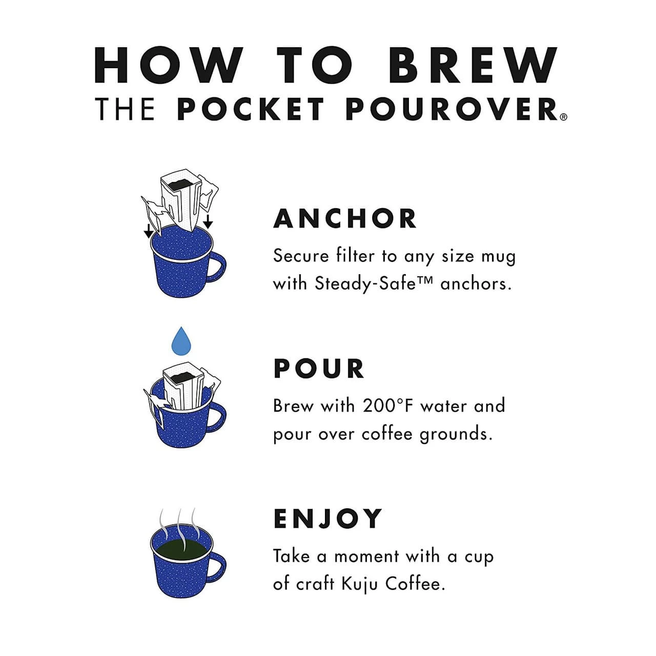 Kuju Coffee Pocket PourOver One-Cup Pouch Base Camp Blend Coffee - Image 2